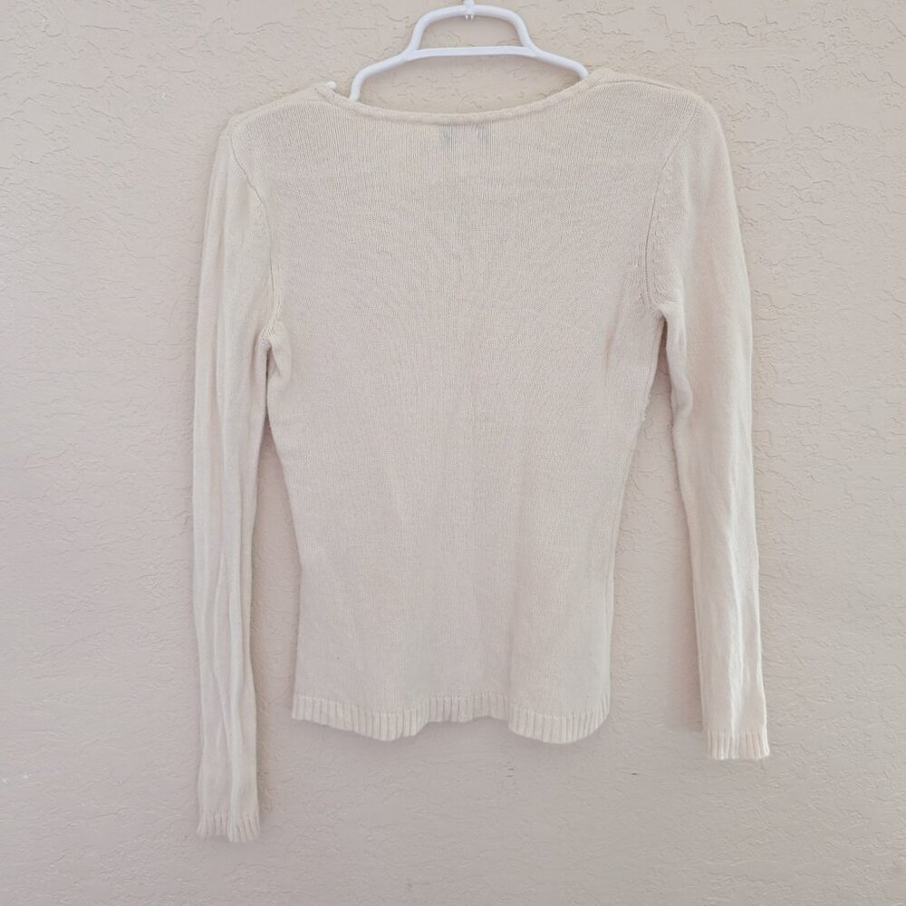 Vintage Talbots Sweater Beaded Wool Cashmere Cotton Knit Winter Snowflake Size P - Picture 7 of 7